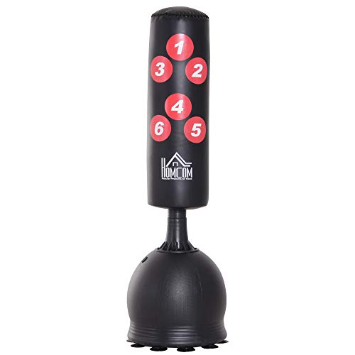 HOMCOM Saco de Boxeo de Pie 165 cm con Base Rellenable de Agua 22,5 kg o Arena 27,5 kg y...