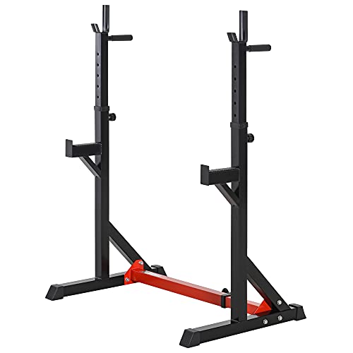 HOMCOM Soporte Ajustable para Barras de Pesas Estante Soporte Multifuncional para Ejercicios en...