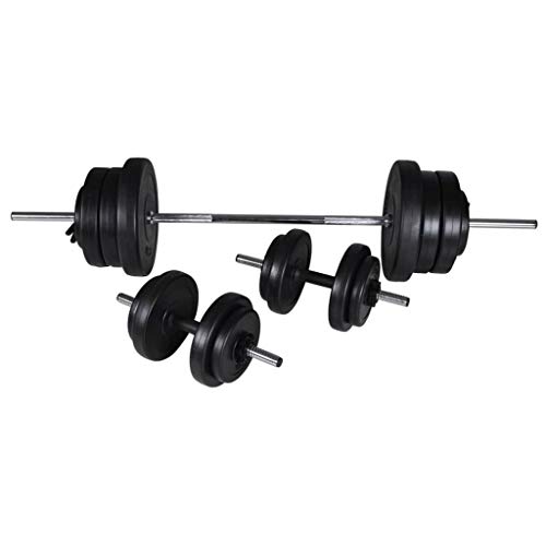 vidaXL Set de Barra con Pesas y 2 Mancuernas 60,5 kg Fitness Musculación Gym