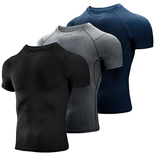Niksa 3 Piezas Camiseta Compresión Hombre,Deportiva para Hombre Amiseta de Manga Corta...