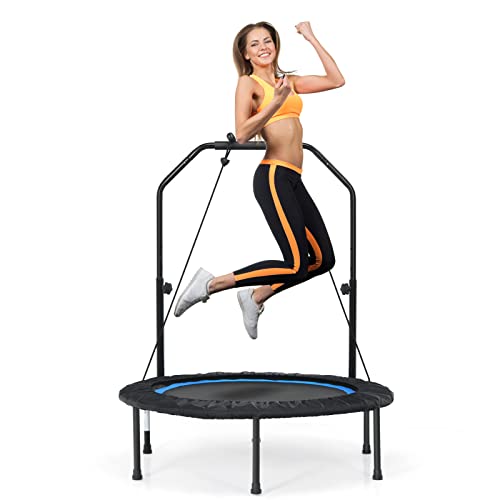 COSTWAY Cama Elástica Plegable 101 cm con 2 Bandas de Resistencia, Trampolín Elástico con...