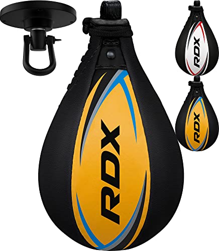 RDX Pera de Boxeo Cuero, MMA Boxeo Punching Velocidad Bola con Eslabón Giratorio, Peras Rapida...