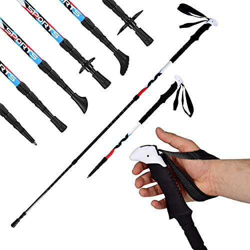 MSPORTS Bastones Marcha nórdica de Carbono - Premium - Ultra Ligeros - seleccionables con...