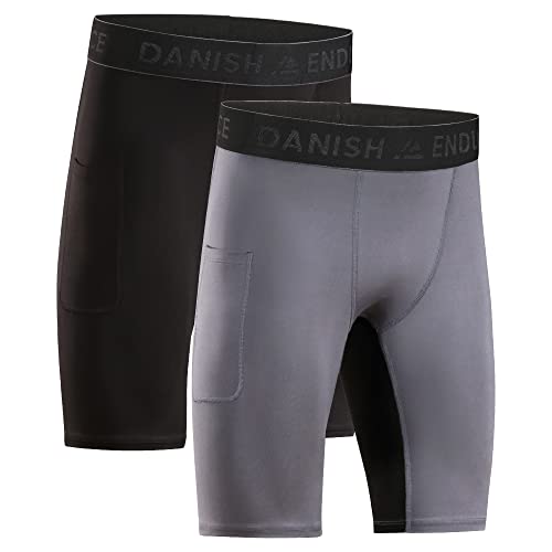 DANISH ENDURANCE Compression Tights 2-Pack (Multicolor (1x Gris, 1x Negro), M)
