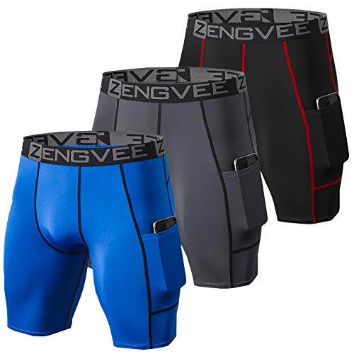 ZENGVEE 3 Piezas Pantalones Cortos Hombre Deporte de Secado Rápido para Running Hombres...