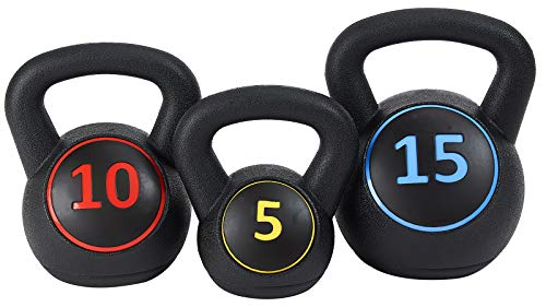 Sporzon! Juego de pesas rusas de agarre ancho, incluye 5 libras, 10 libras, 15 libras, 15...