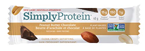 Simply Protein Bar, Peanut Butter Chocolate, GF and Vegan, 1.4 Ounce (Pack of 15)