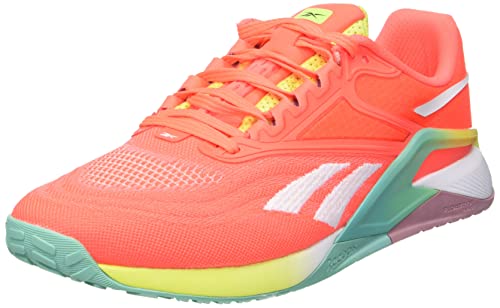 Reebok Nano X2, Zapatillas de Deporte Mujer, Orange Flare Ftwr White Acid Yellow, 39 EU