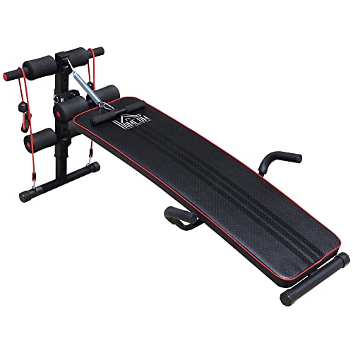 HOMCOM Banco de Abdominales Altura Ajustable Banco de Musculación Multifuncional para Fitness...
