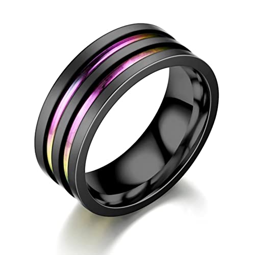 Aotiwe Anillos Acero Inoxidable Mujer Baratos, Anillos Pareja Barra Paralela de 8 mm Multicolor...