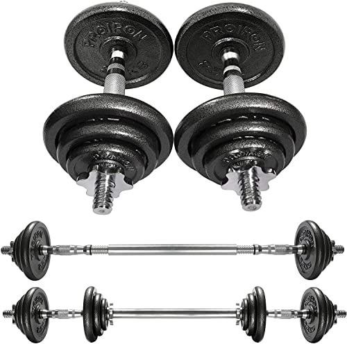 PROIRON Kit de Mancuernas Ajustables de Hierro Fundido 20kg - Juego de Pesas con Barra Conexion...