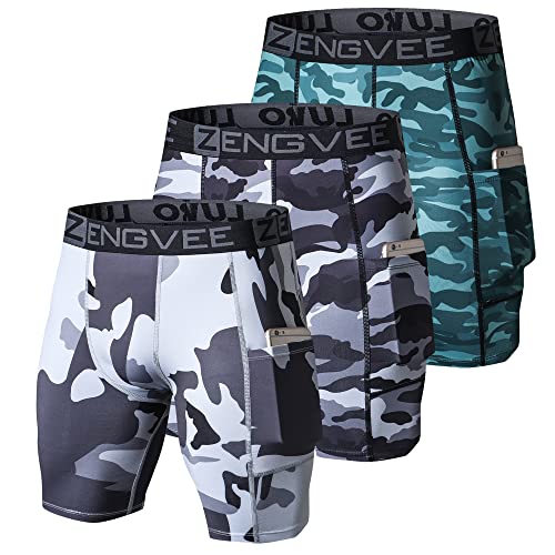 ZENGVEE 3 Piezas Mallas Deporte Hombre Secado Rápido Respirable Pantalón Corto Running con...