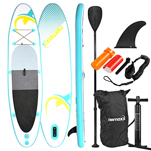 NEMAXX Tabla de paddel Surf Sup 320x78x15 cm, Turquesa/Amarillo - Tabla de Paddle Board - Tabla...