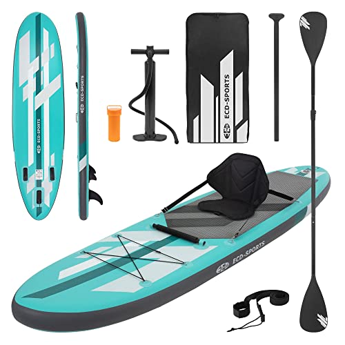ECD Germany Tabla Hinchable Paddle Surf con Asiento de Kayak 320x82x15cm Turquesa Stand up...