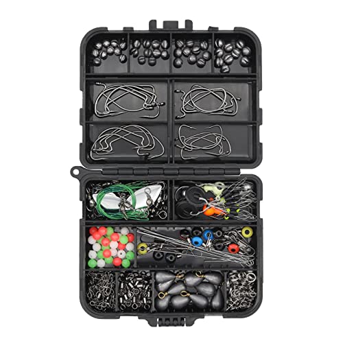 Amagogo Kit de Accesorios para Aparejos de Pesca, anzuelos, plomos de Pesca, Pesas, Kit de...
