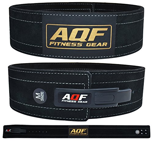 AQF Cinturon Lumbar Gimnasio, 4'/10.2 cm Amplio Cuero Acolchado Faja Lumbar, Cinturones Hombre...